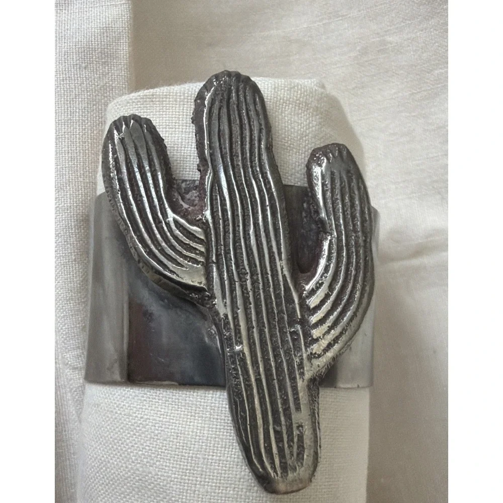Vintage Cowboy Silver Tone Napkin Rings Set Of 4